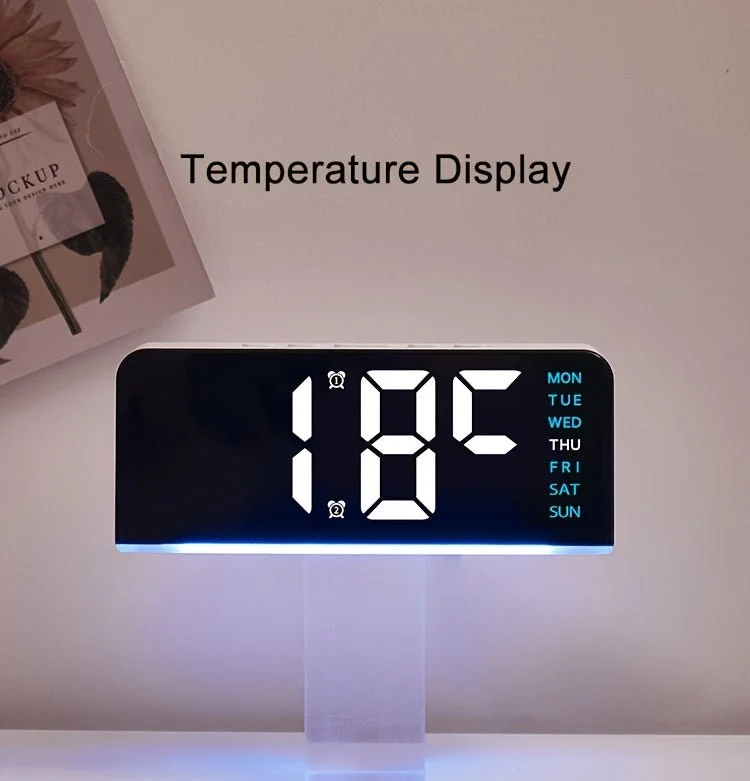 Aurora – Réveil Digital LED Grands Chiffres, Lumière d'Ambiance & Date