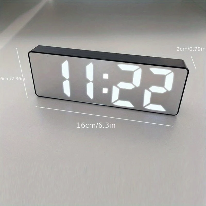 Lumio – Réveil Digital LED Miroir, Luminosité Réglable & Format 12/24h