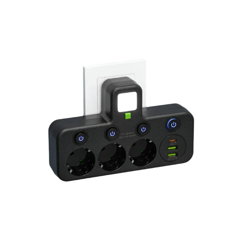 Multiprise USB avec Interrupteur LED - 3 Prises et Type-C