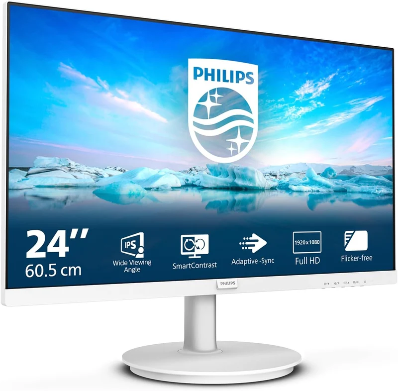 Philips Monitor 24" Full Hd Led Vga Hdmi 241V8AW FHD 100Hz Bianco