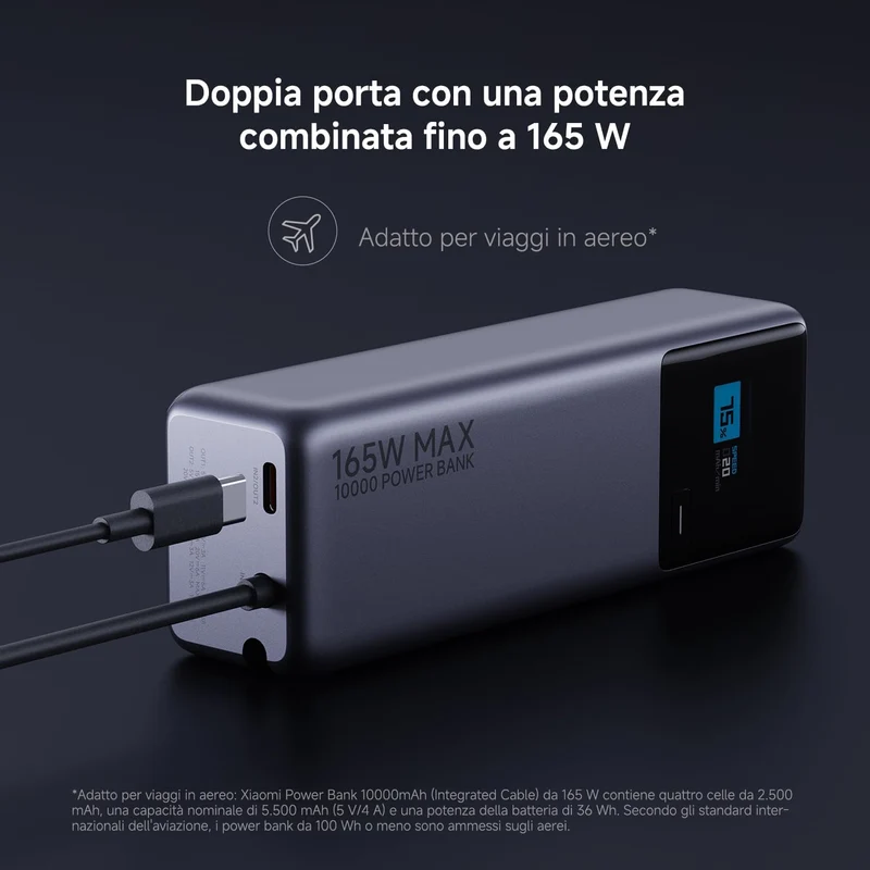 Xiaomi Mi Powerbank 22.5W 10000mAh Wireless Fast-Charge Display USB-C Black-Blue