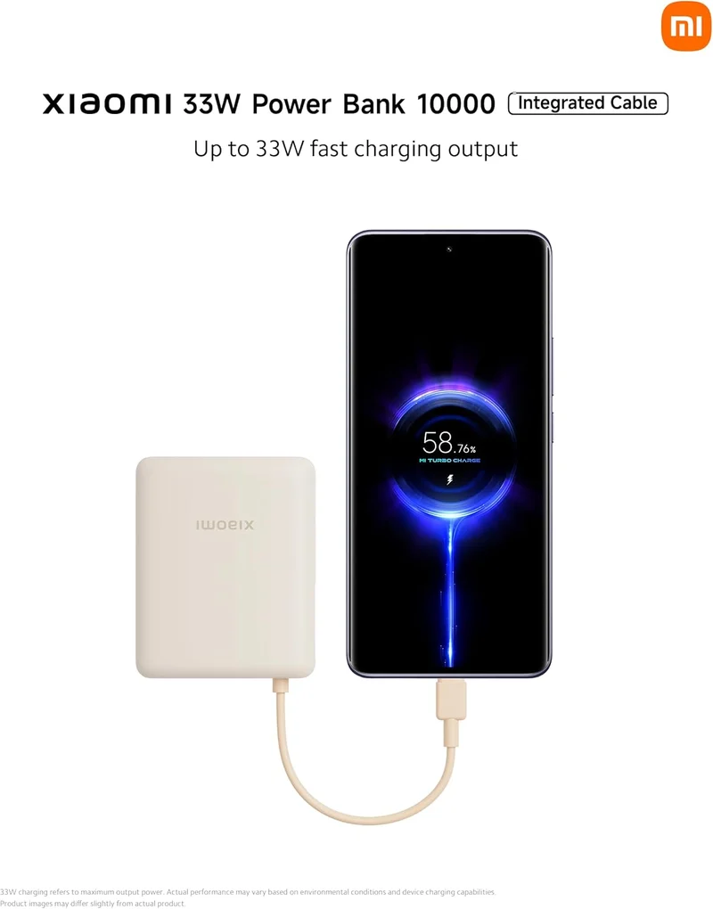 Xiaomi Powerbank 10000MAH 33W Cavo Integrato Usb-C Ricarica Rapida - Ice Blue