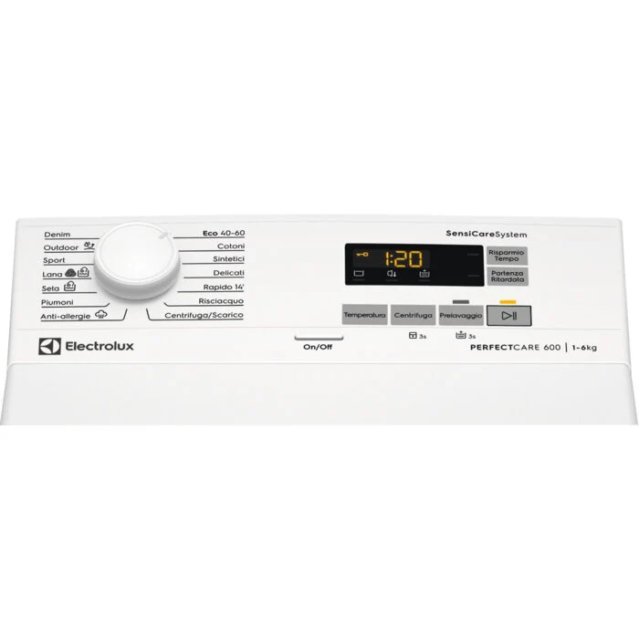 Electrolux EW6T526C Serie 600 Lavatrice A Carica Dall'alto Libera Installazione 6 Kg, 1151 Giri, SensiCare System, TimeSave, Anti-Allergy, Touch Control, Classe C, Bianco
