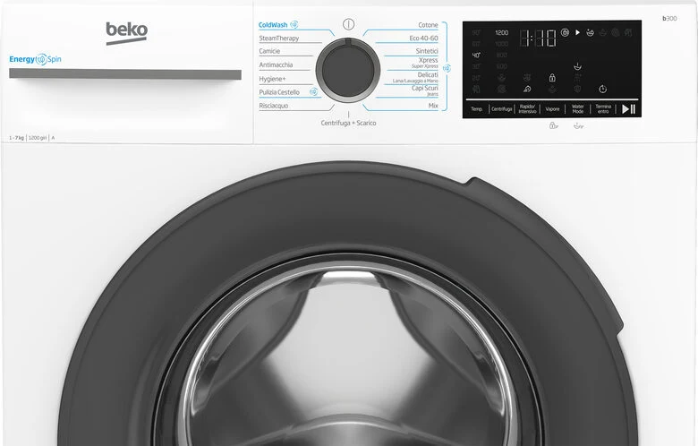 Beko BMWSU4721A Lavatrice Slim A Libera Installazione 7 Kg, 1200 Giri, EnergySpin, Ironfast, Vapore Igienizzante SteamCure™, AutoClean, Classe A, Bianco