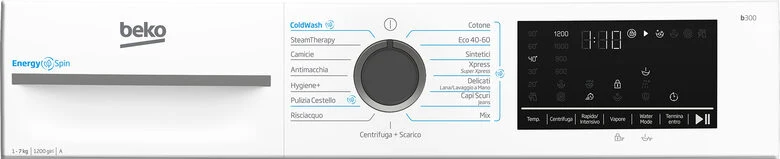 Beko BMWSU4721A Lavatrice Slim A Libera Installazione 7 Kg, 1200 Giri, EnergySpin, Ironfast, Vapore Igienizzante SteamCure™, AutoClean, Classe A, Bianco