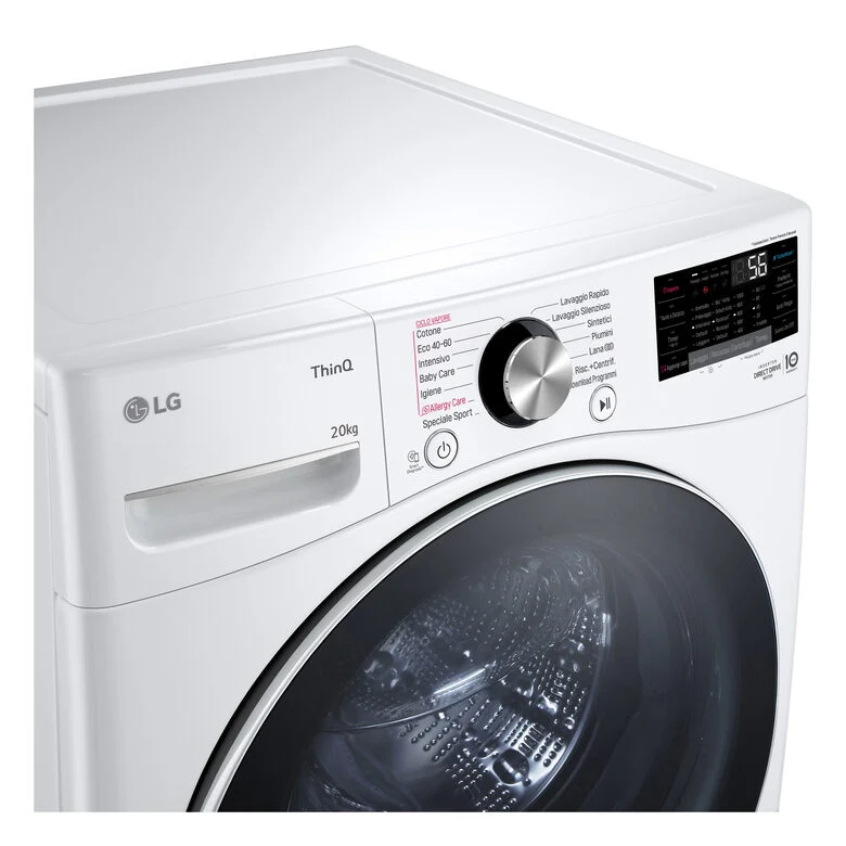 LG F0P3020TSWC Serie P3 Lavatrice XL A Libera Installazione 20 Kg, 1000 Giri, AI DD™, TurboWash 360, Lavaggio A Vapore, Wi-Fi, Classe B, Bianco