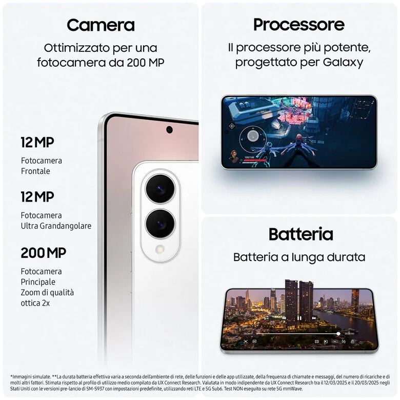 Samsung Galaxy S25 Edge, Smartphone AI, Display 6.7'' QHD+ Dynamic AMOLED 2X, Fotocamera 200MP, RAM 12GB, 512GB, 3.900 mAh, Titanium Silver