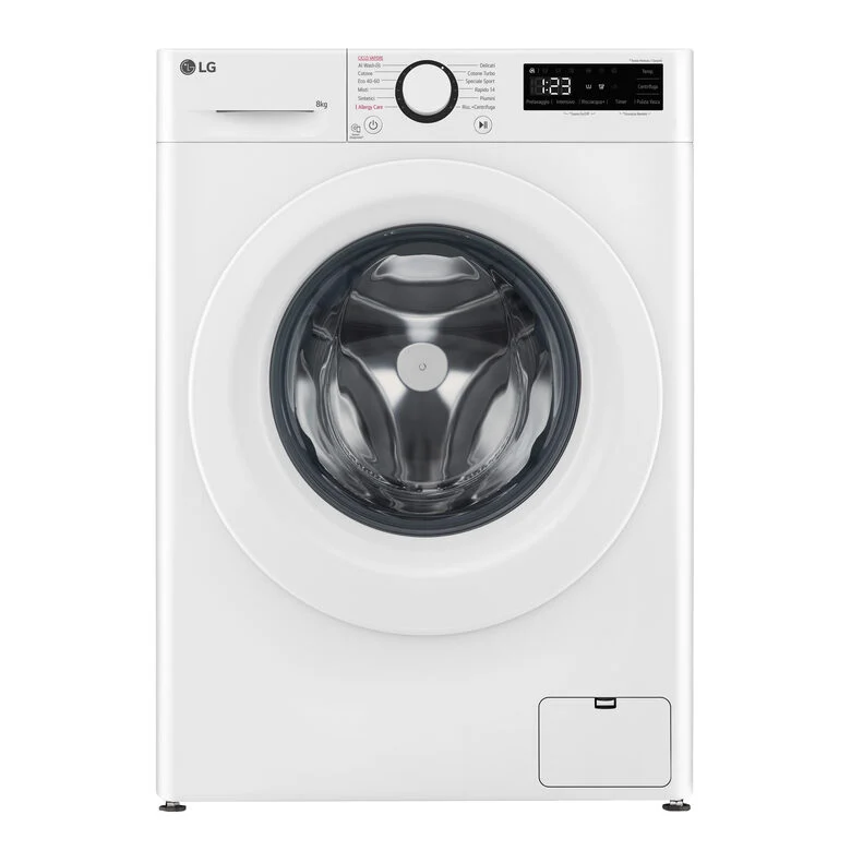 LG F2R3S08NSWW Lavatrice 8kg AI DD, Classe A-10%, 1200 giri, Vapore, AI Wash