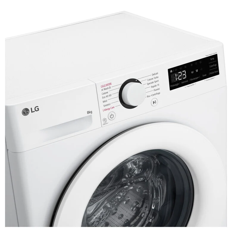 LG F2R3S08NSWW Lavatrice 8kg AI DD, Classe A-10%, 1200 giri, Vapore, AI Wash