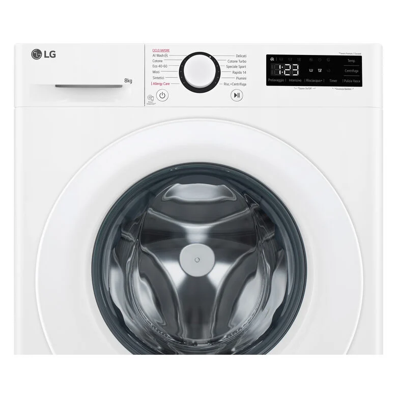 LG F2R3S08NSWW Lavatrice 8kg AI DD, Classe A-10%, 1200 giri, Vapore, AI Wash