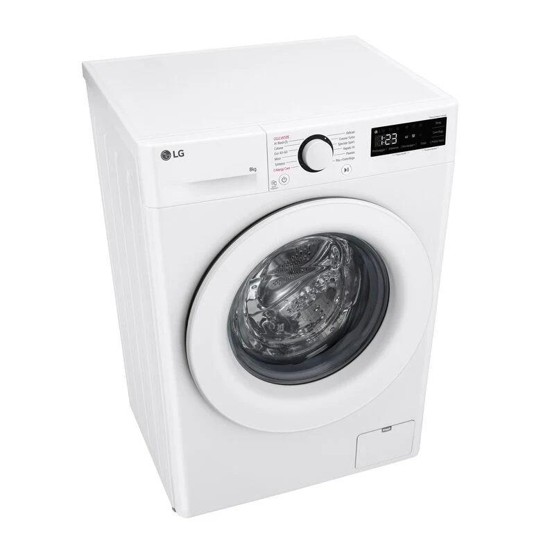 LG F2R3S08NSWW Lavatrice 8kg AI DD, Classe A-10%, 1200 giri, Vapore, AI Wash