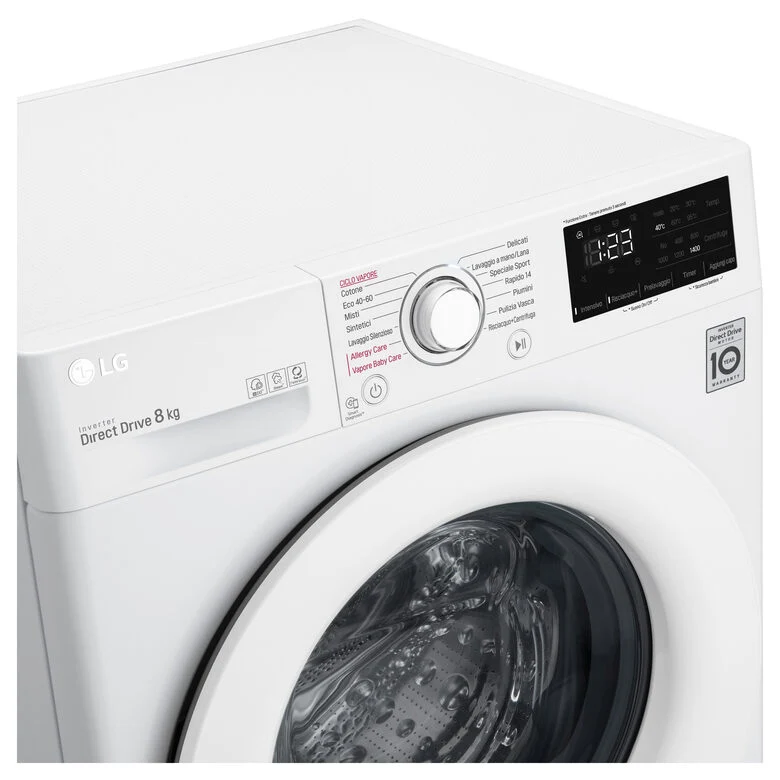 LG F4WV308S3B Lavatrice Intelligente AIDD 8kg Vapore 1400 Giri/min Carica frontale Classe B