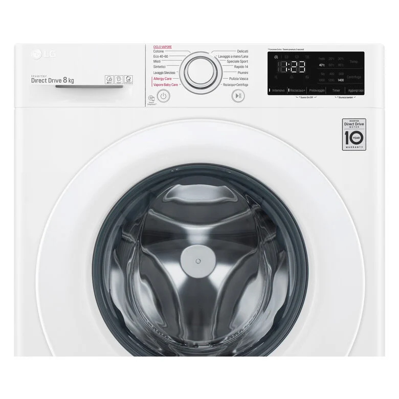 LG F4WV308S3B Lavatrice Intelligente AIDD 8kg Vapore 1400 Giri/min Carica frontale Classe B