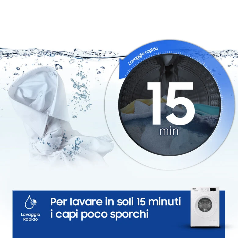 Samsung WW60A3120WE/ET lavatrice slim a caricamento frontale 6 kg Classe C 1200 giri/min, Porta bianca + Panel bianco