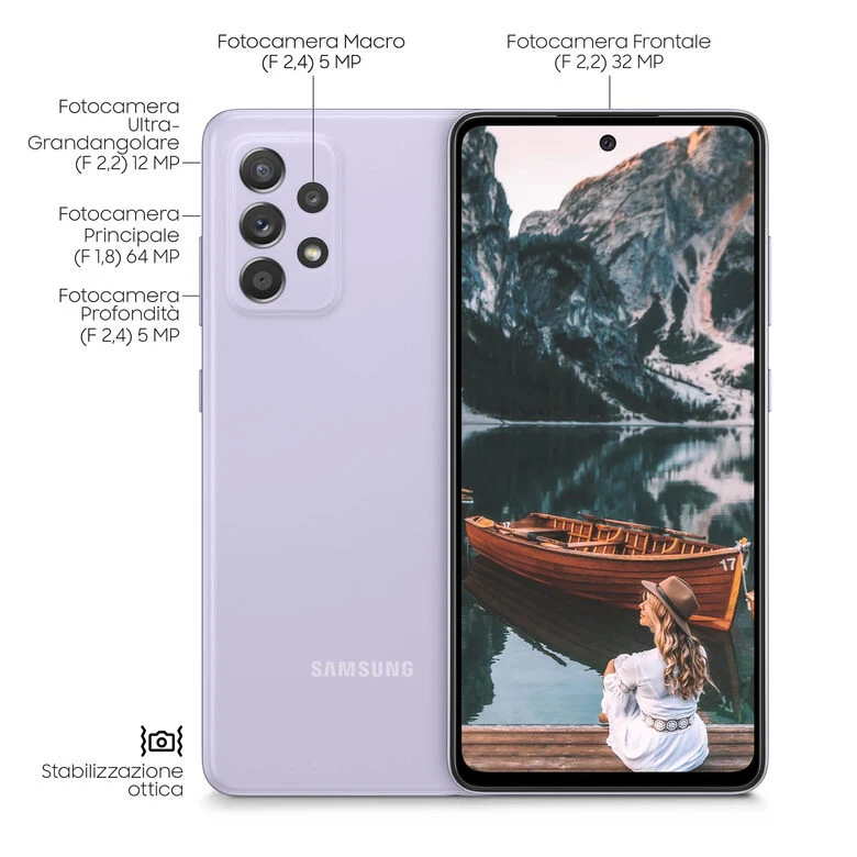 Samsung Galaxy A52 4G A52 128 GB Display 6.5” FHD+ Super AMOLED Awesome Violet
