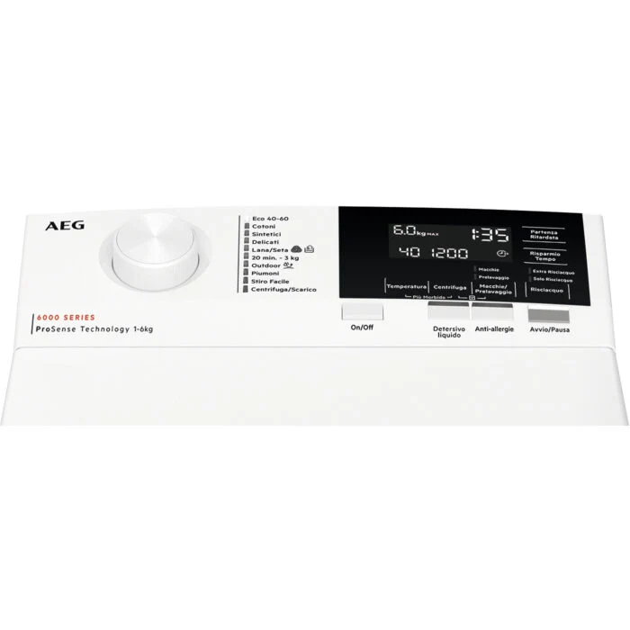 AEG LTR6G63C lavatrice Caricamento dall'alto 6 kg 1251 Giri/min C Bianco