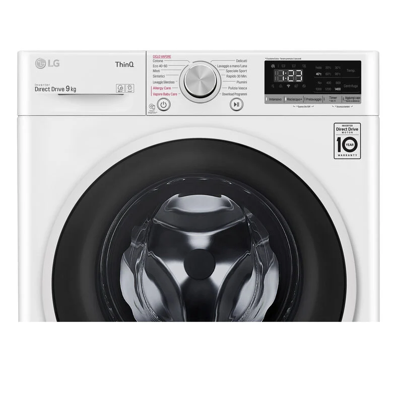 LG Lavatrice Smart AI DD™ TurboWash ™ 9 kg Classe energetica B Autodose Lavaggio a vapore