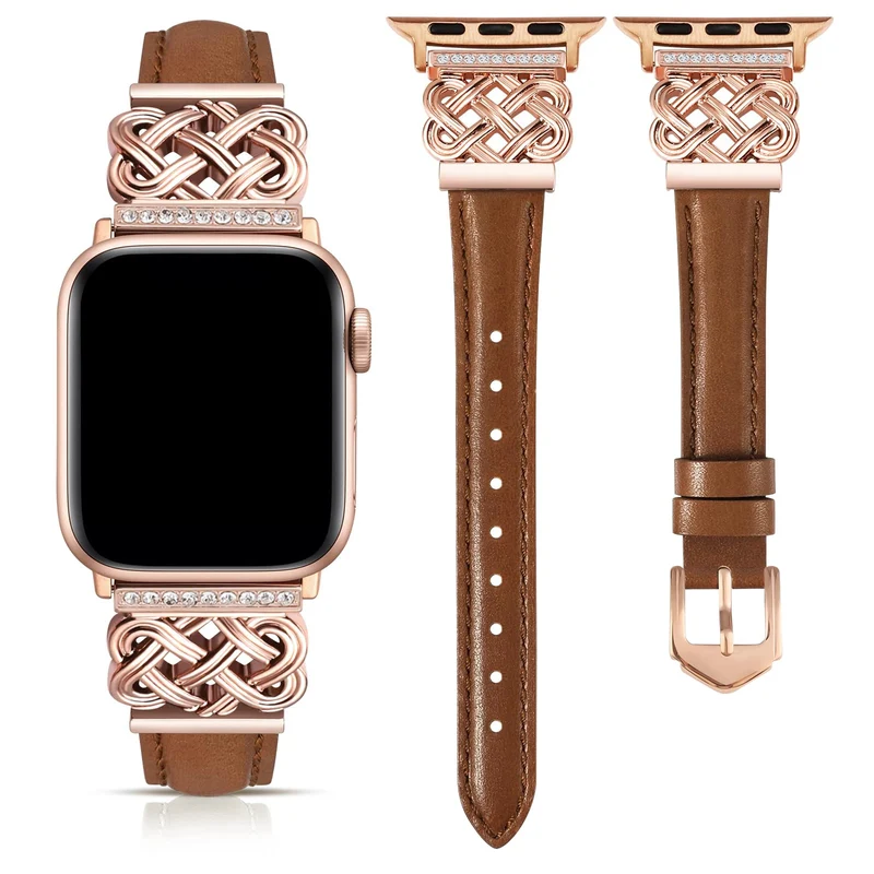 Jeweled Knot Leather Apple Watch Band