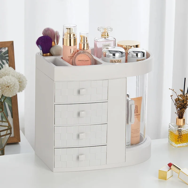 Rotating Makeup Organizer With Drawers