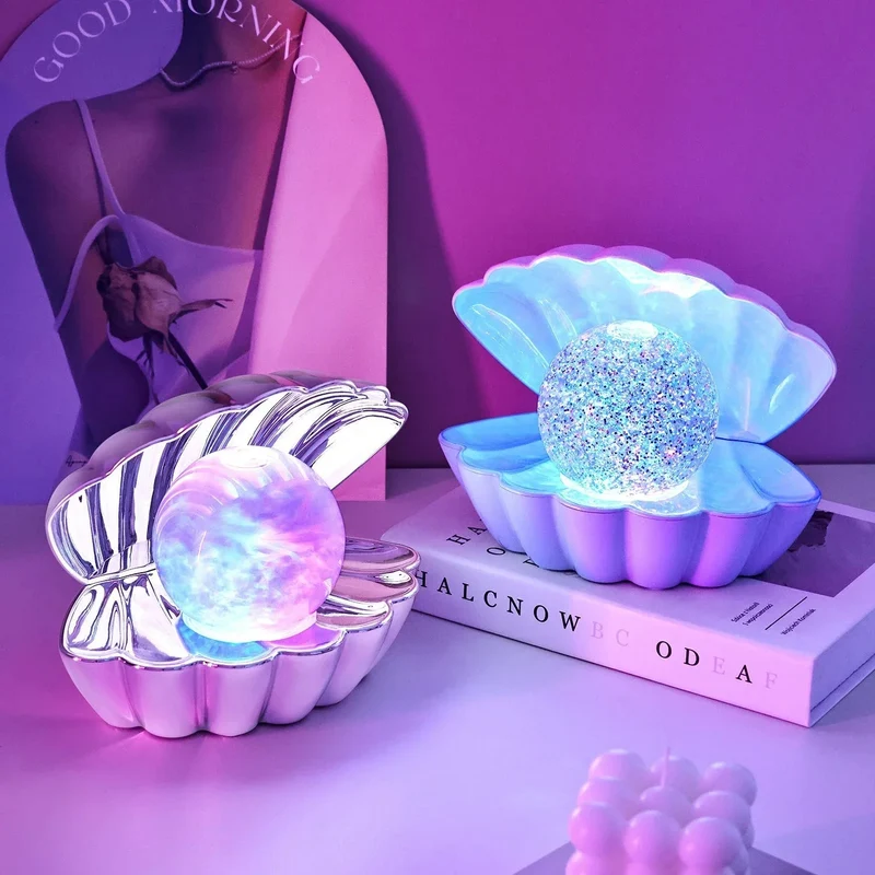 Neon Ambience Light Decorative Ornaments Shell-Shaped Small Night Bedside Table Lamp