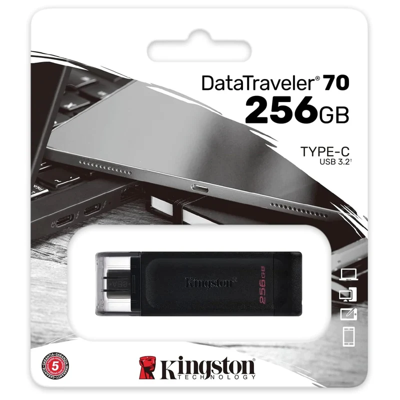 Kingston Pendrive 256GB DataTraveler USB-C 3.2 DT70/256GB Chiavetta Memoria Drive Flash Type C Nero