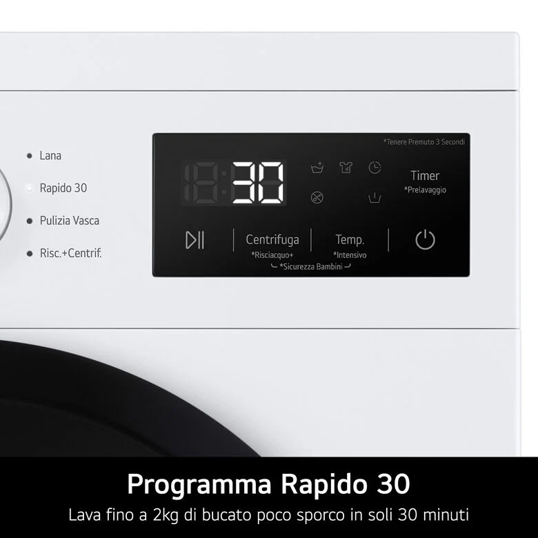 LG F4NA10S8NWK Lavatrice slim 8kg, Classe A, 1400 giri, Programma igiene con vapore, Top rimovibile, White