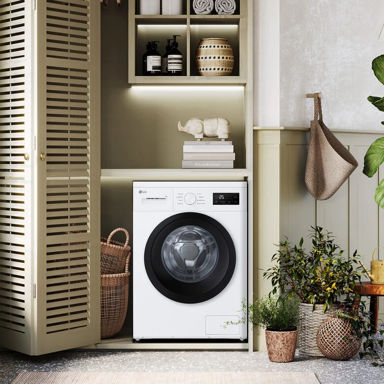 LG F4NA10S8NWK Lavatrice slim 8kg, Classe A, 1400 giri, Programma igiene con vapore, Top rimovibile, White