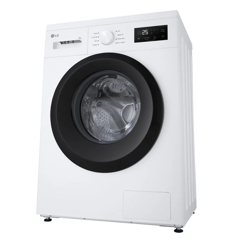 LG F4NA10S8NWK Lavatrice slim 8kg, Classe A, 1400 giri, Programma igiene con vapore, Top rimovibile, White