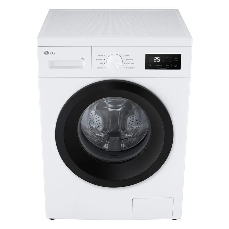 LG F4NA10S8NWK Lavatrice slim 8kg, Classe A, 1400 giri, Programma igiene con vapore, Top rimovibile, White