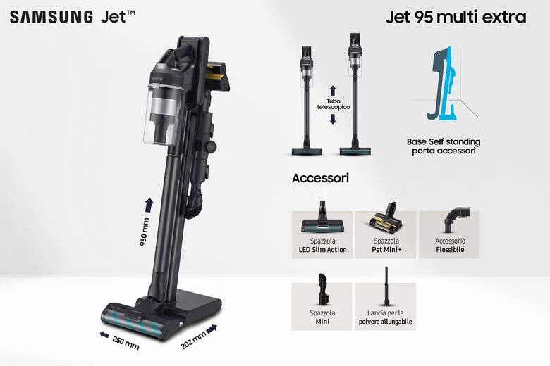 Samsung Aspirapolvere senza filo Jet™ 95 multi extra 210W VS20C955CTK