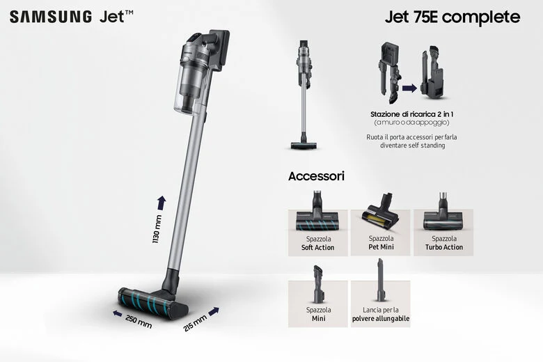 Samsung Aspirapolvere senza filo Jet™ 75E complete 200W VS20B75ACR5
