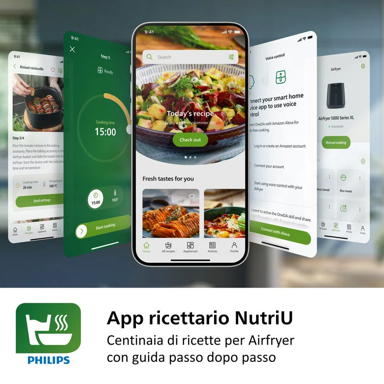 Philips 5000 series Airfryer 7.2L, Friggitrice ad aria 16-in-1, App per ricette , accessorio teglia HD9285/93