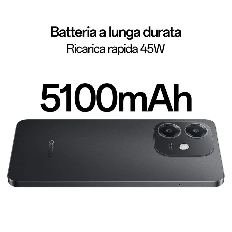 OPPO A40 Smartphone, Fotocamera AI 50MP, Selfie 5MP, Display 6.67” 90HZ LCD HD+, 5100mAh, RAM 4 Esp 8GB (+4GB Virtuali) +ROM 128GB, IP54, [Versione Italia], Sparkle Black