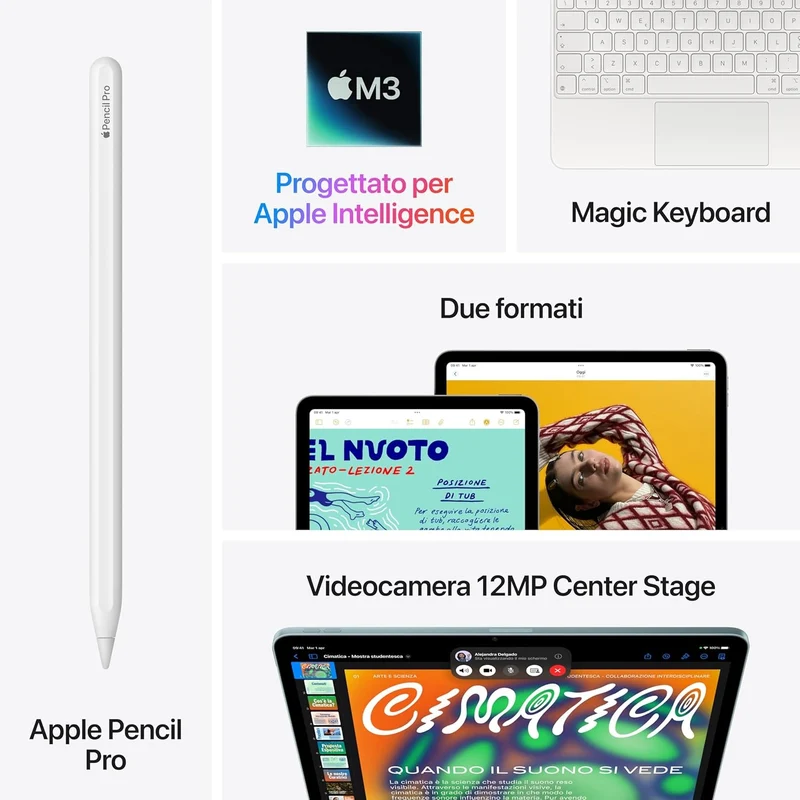 Apple iPad Air 2025 7Gen 11" 128 GB M3 Sideral Grey ITA MC9W4TY/A (Grigio siderale)