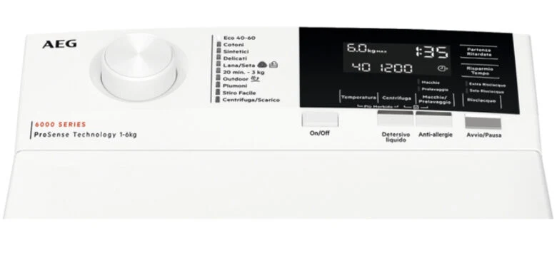 AEG LTR6G37A Serie 6000 Lavatrice Caricamento Dall'alto A Libera Installazione 7 Kg, 1300 Giri, Classe A, Bianco