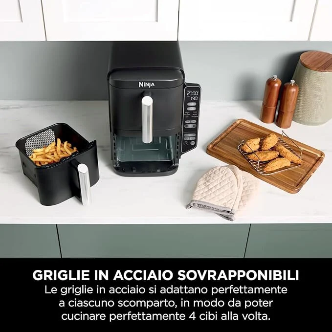 Ninja SL300EU friggitrice Doppia 7,6 L Indipendente 2470 W Friggitrice a basso contenuto di grassi Nero
