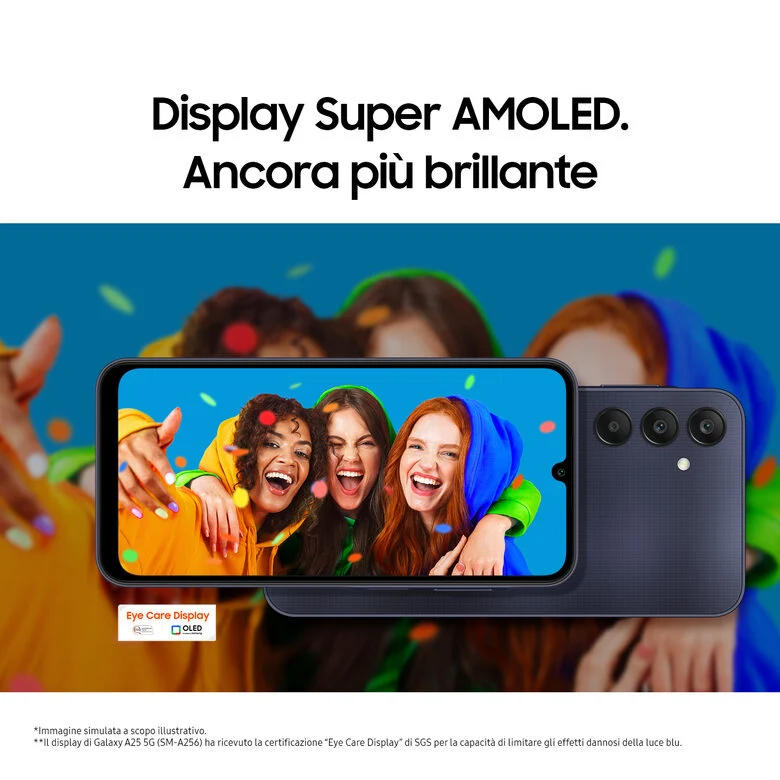 Samsung Galaxy A25 5G Display sAMOLED 6.5" FHD+, Android 14, 6GB RAM, 128GB, Batteria 5.000 mAh, Memoria espandibile fino a 1TB, Blue