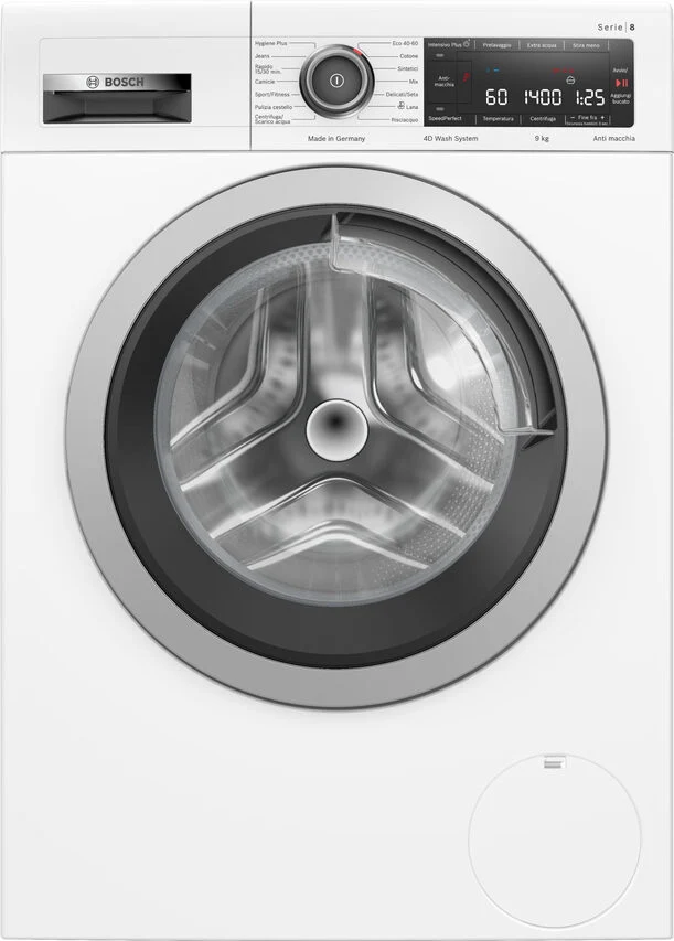 Bosch Serie 8 Lavatrice a carica frontale, , 9 kg, 1400 g/min., Cl. A, 4D Wash System.