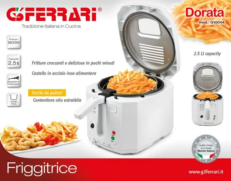 G3 Ferrari Dorata Singolo 2,5 L Indipendente 1800 W Friggitrice Bianco