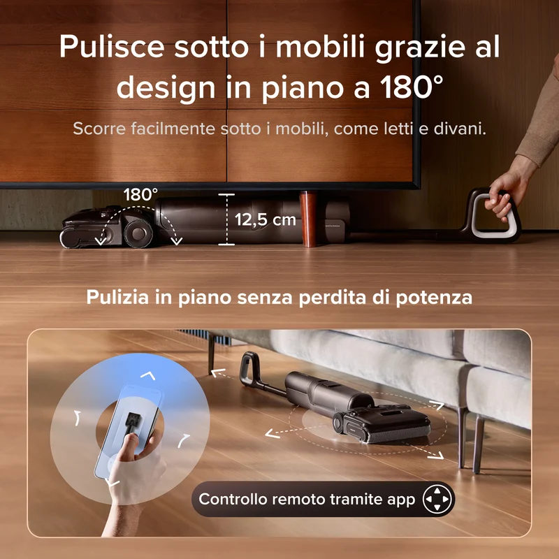 Aspirapolvere per umido e secco Roborock F25 Pro Turbo con la funzione di pulizia profonda con singolo tocco HyperScrub