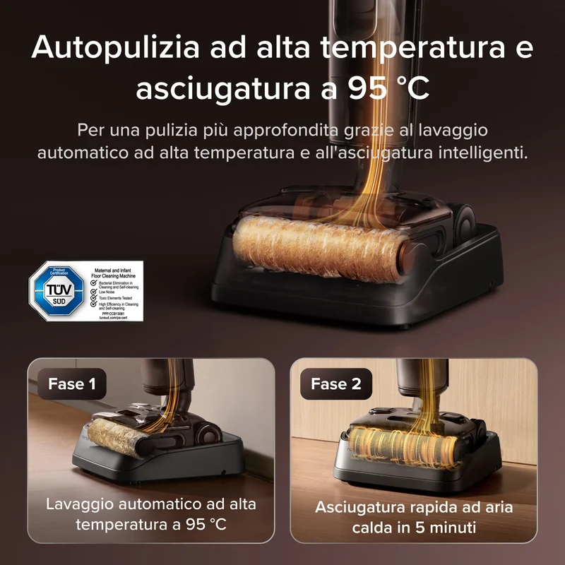 Aspirapolvere per umido e secco Roborock F25 Pro Turbo con la funzione di pulizia profonda con singolo tocco HyperScrub