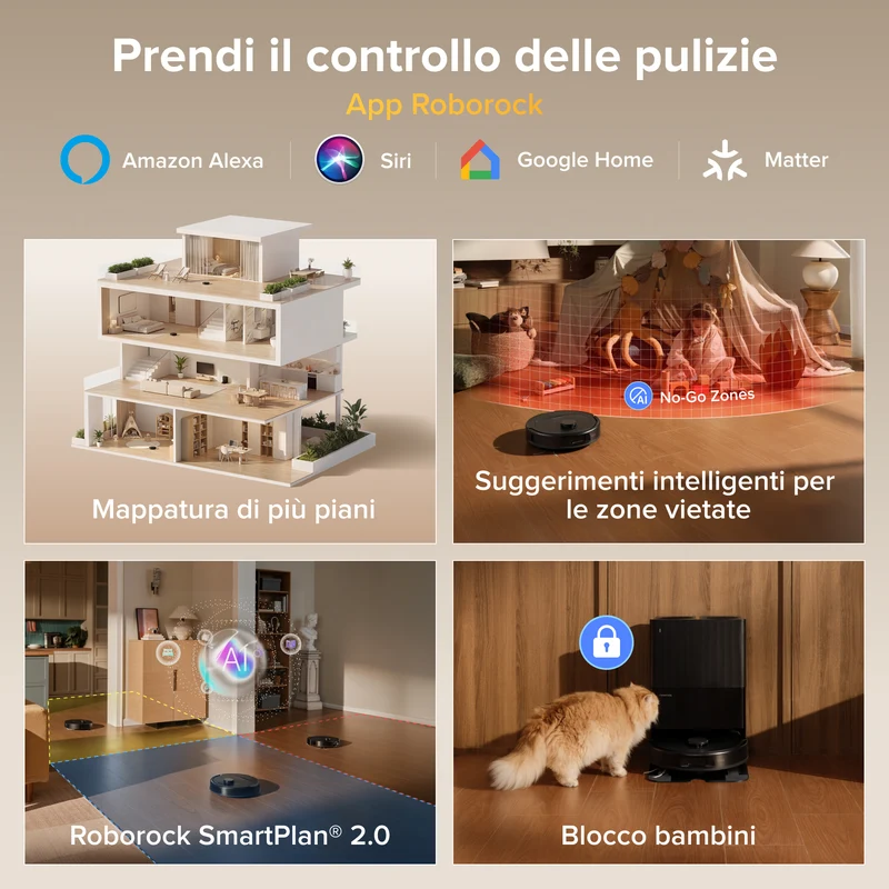 Robot aspirapolvere e lavapavimenti Roborock Qrevo S Pro - Aspirazione da 18.500 Pa e stazione di ricarica multifunzionale