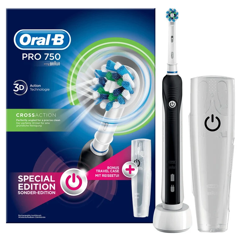 Oral-B PRO 750 CrossAction Adulto Spazzolino rotante-oscillante Nero