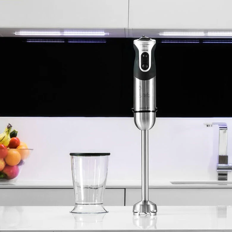 Cecotec Powerful Titanium 1000 Frullatore ad immersione 1000 W Nero, Acciaio inossidabile