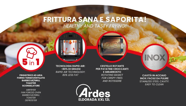 Ardes ELDORADA XXL – FRIGGITRICE AD ARIA / FORNO 12L AR1K3000