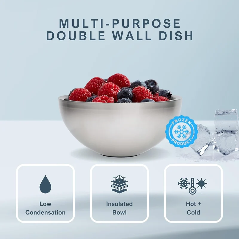 Stainless Steel Mixing Bowl with Ice Cavity