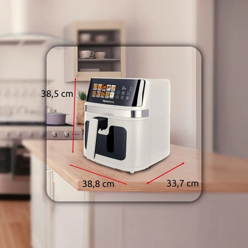 Melchioni Family GAIA PLUS Friggitrice ad Aria 8L XXL con Doppia Resistenza Air Fryer Senza Olio, 10 Programmi, Display LED, Timer 60 min, Temperatura 80°-200°C, 2200W