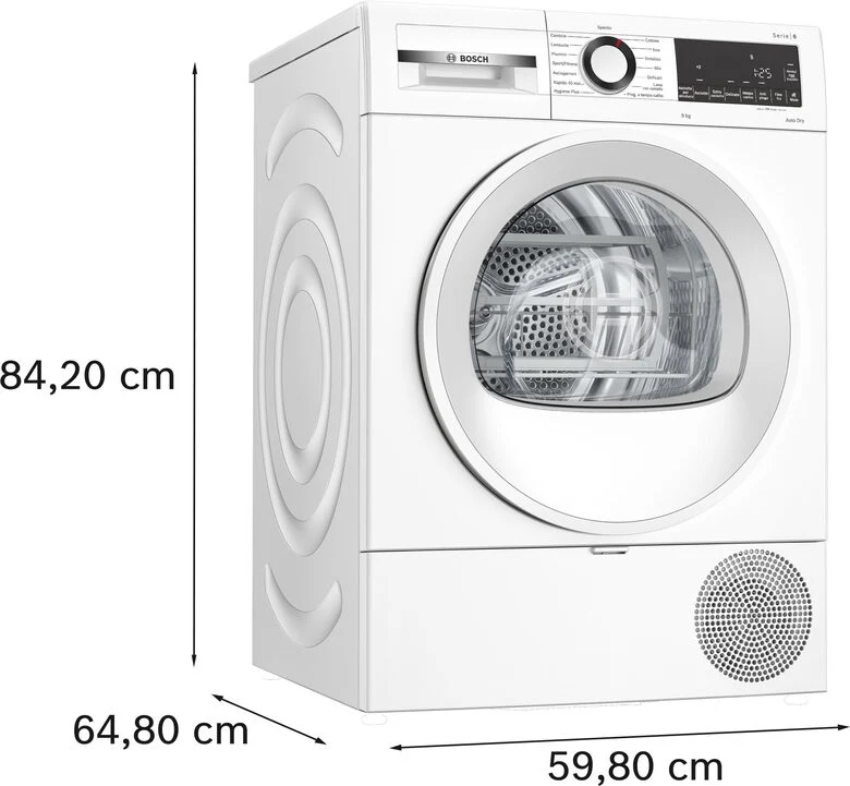 Bosch Serie 6 WQG243D6IT asciugatrice Libera installazione Caricamento frontale 9 kg Bianco