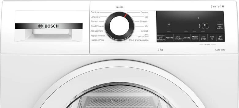 Bosch Serie 6 WQG243D6IT asciugatrice Libera installazione Caricamento frontale 9 kg Bianco