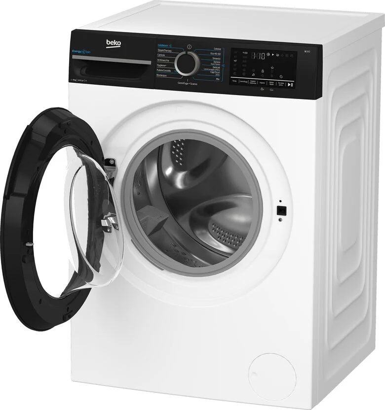 Beko BMGWU4941B B300 Lavatrice A Libera Installazione 9 Kg, EnergySpin, 1400 Giri, Classe A, Cassetto Detersivo AutoClean, Bianco E Nero